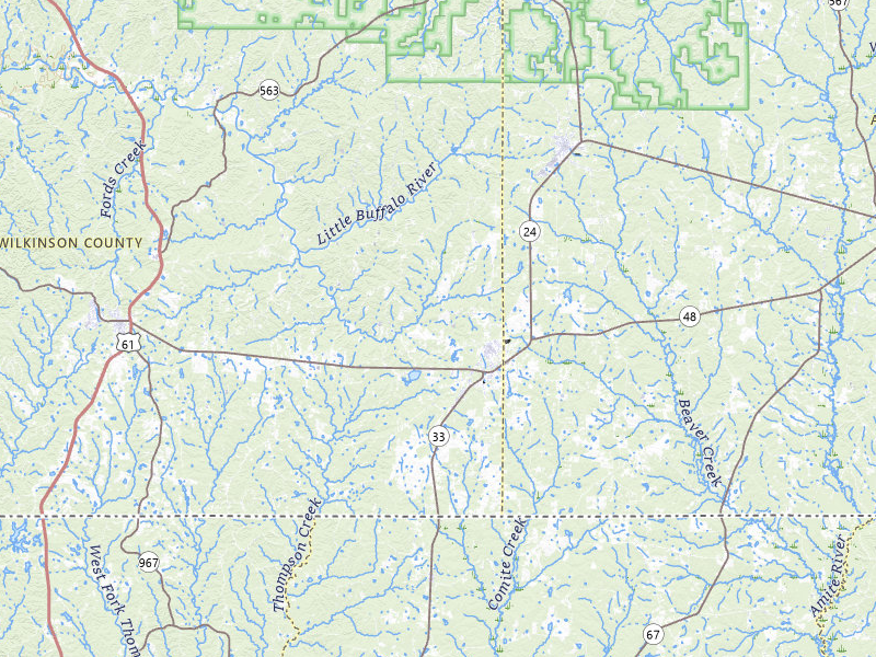 Radar-estimated hail-size map of the storm over Centreville, MS on Jul 1, 2026