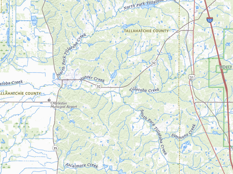 Radar-estimated hail-size map of the storm over Charleston, MS on Jul 4, 2026