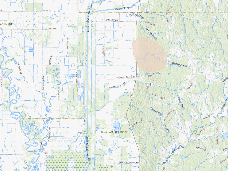 Radar-estimated hail-size map of the storm over Charleston, MS