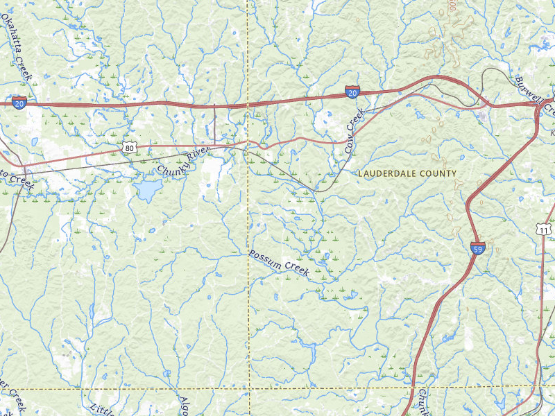 Radar-estimated hail-size map of the storm over Chunky, MS on Apr 24, 2026