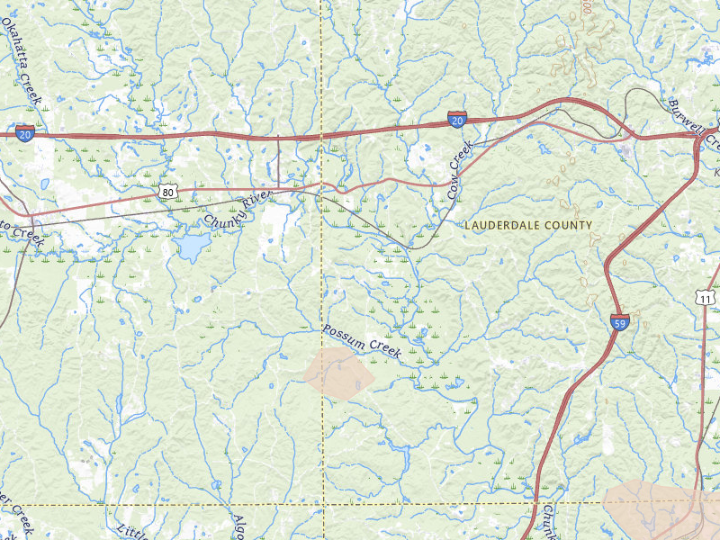Radar-estimated hail-size map of the storm over Chunky, MS on Apr 29, 2026