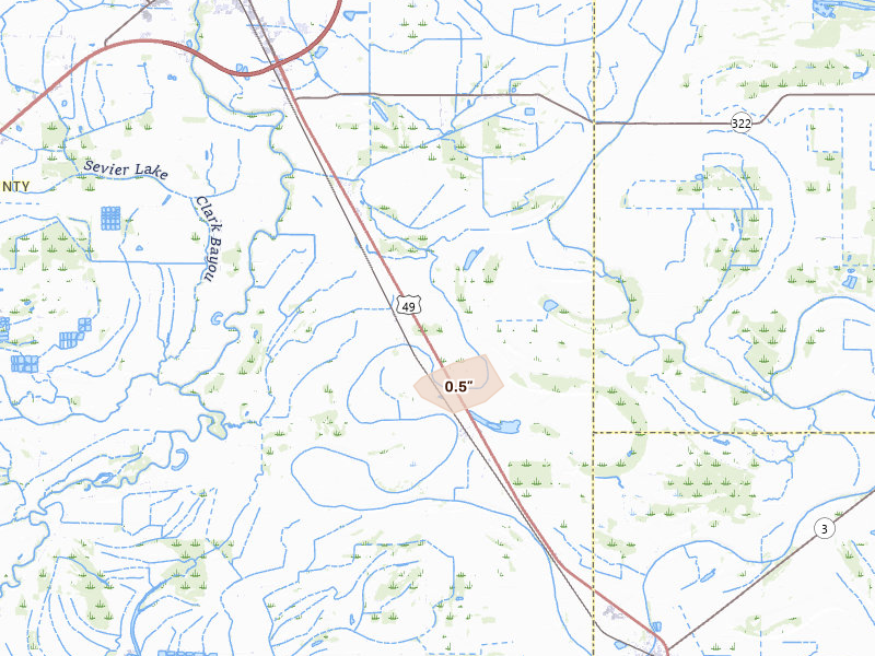Radar-estimated hail-size map of the storm over Clarksdale, MS