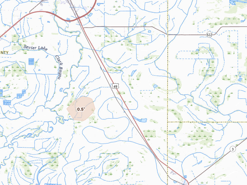Radar-estimated hail-size map of the storm over Clarksdale, MS