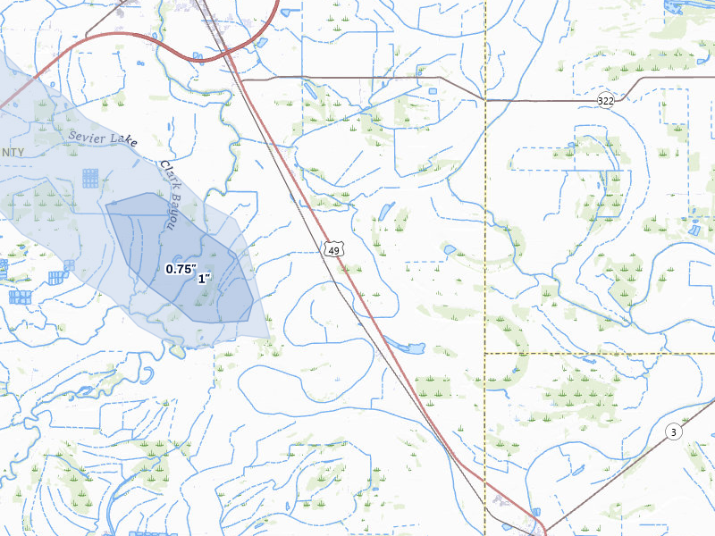 NEXRAD radar-signature map of the hail over Clarksdale, MS