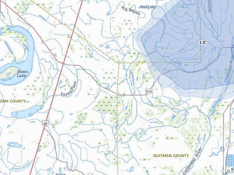 NEXRAD radar-signature map of the hail storm over Coahoma, MS on Aug 20, 2026