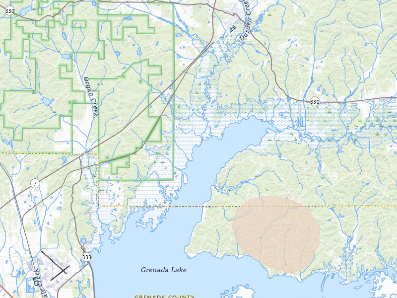 Radar-estimated hail-size map of the storm over Coffeeville, MS on Jul 1, 2026