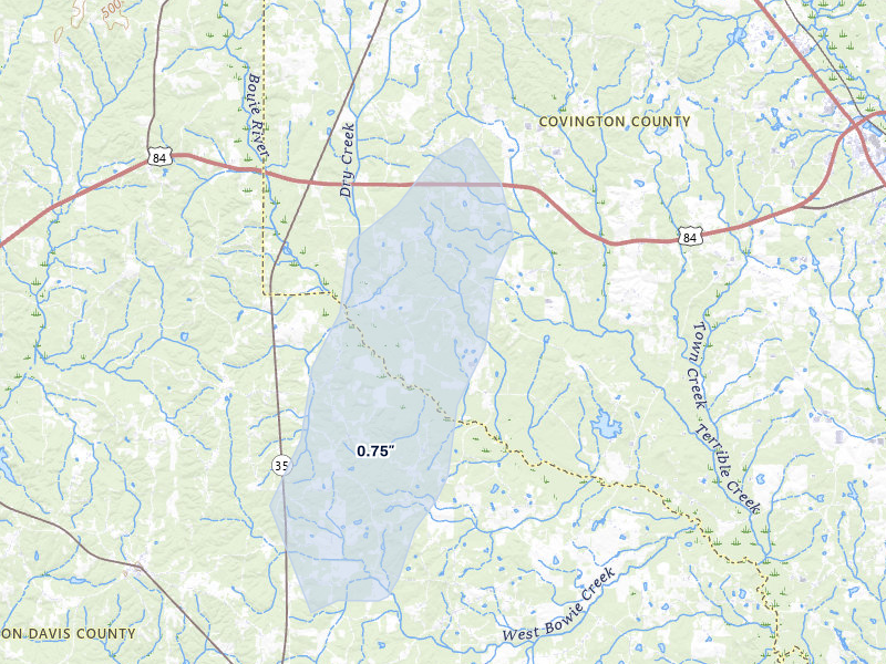 NEXRAD radar-signature map of the hail over Collins, MS