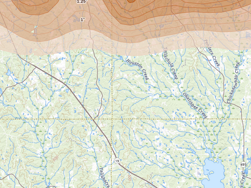 Radar-estimated hail-size map of the storm over Collinsville, MS on May 6, 2026