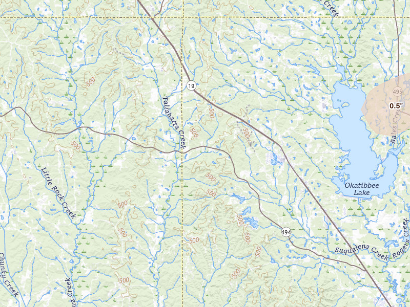 Radar-estimated hail-size map of the storm over Collinsville, MS on Jul 8, 2026