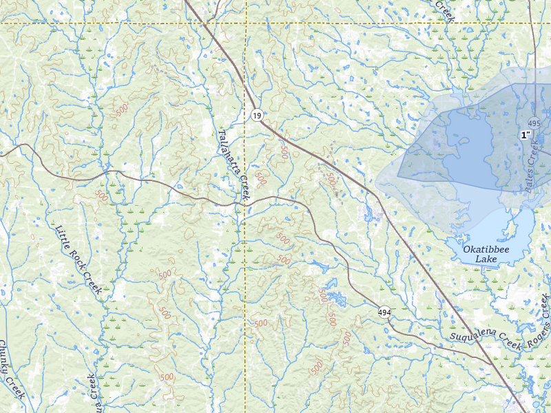 NEXRAD radar-signature map of the hail storm over Collinsville, MS on Jul 8, 2026