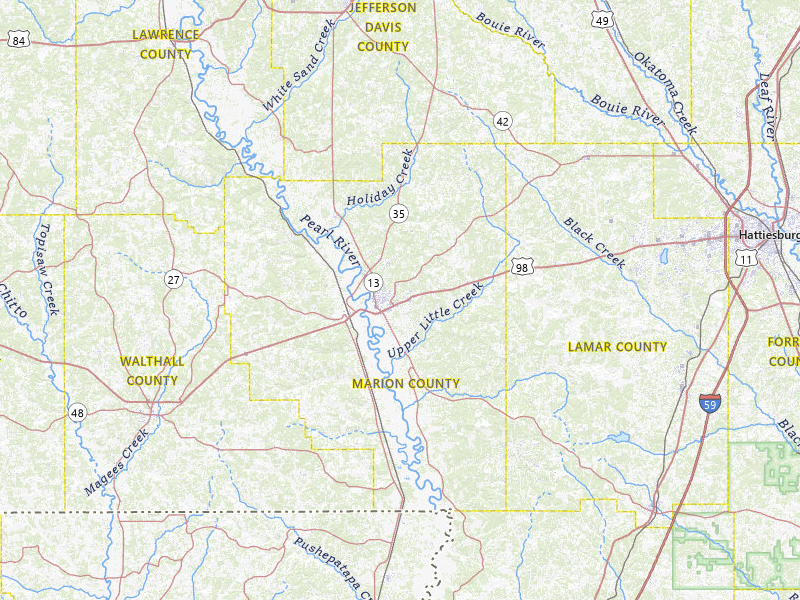 Radar-estimated hail-size map of the storm over Columbia, MS on Mar 15, 2026
