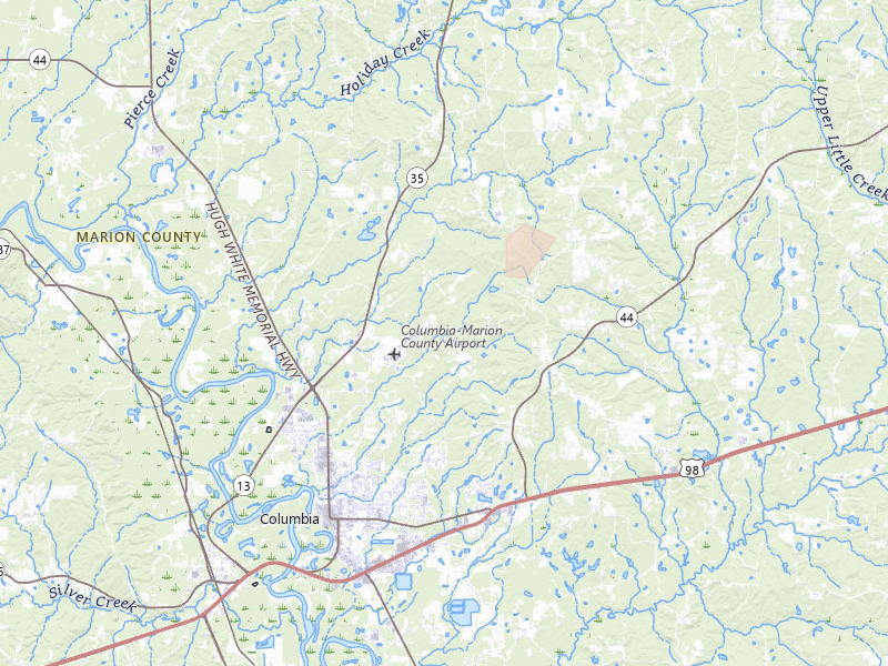 Radar-estimated hail-size map of the storm over Columbia, MS on Aug 20, 2026