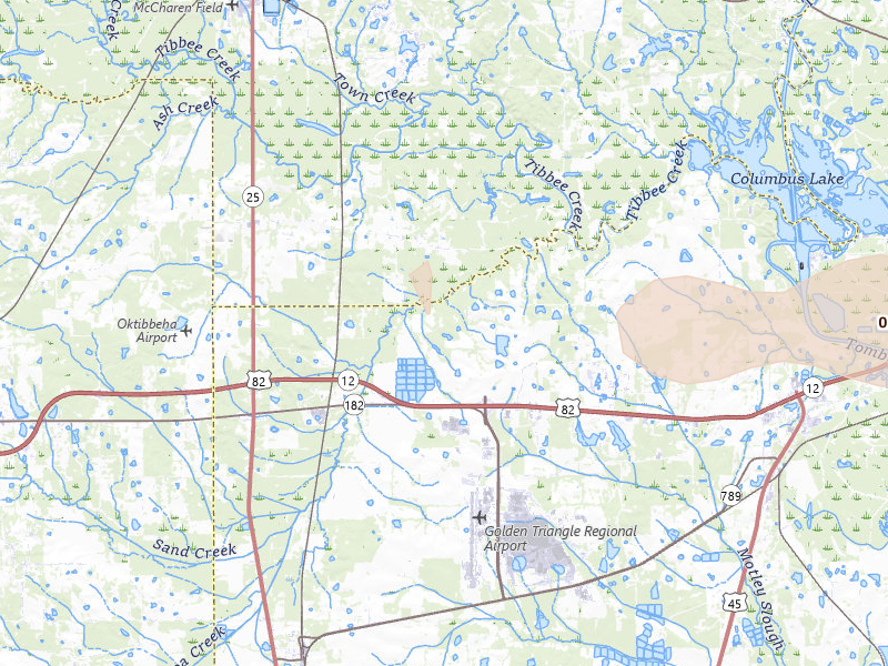 Radar-estimated hail-size map of the storm over Columbus, MS on Apr 28, 2026