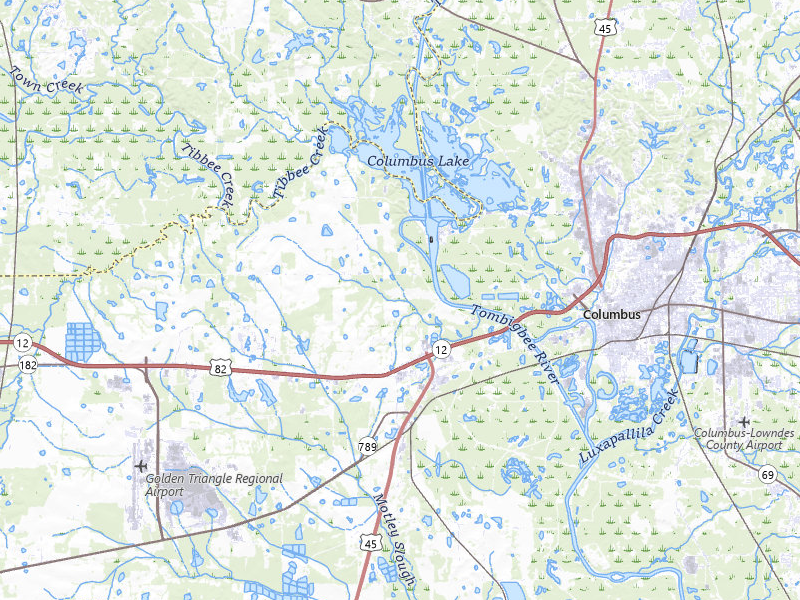 Radar-estimated hail-size map of the storm over Columbus, MS on Jul 8, 2026