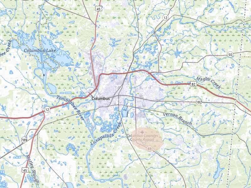 Radar-estimated hail-size map of the storm over Columbus, MS on Sep 3, 2026