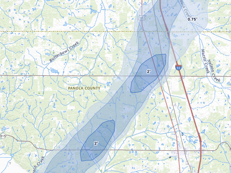 NEXRAD radar-signature map of the hail storm over Como, MS on Mar 6, 2026