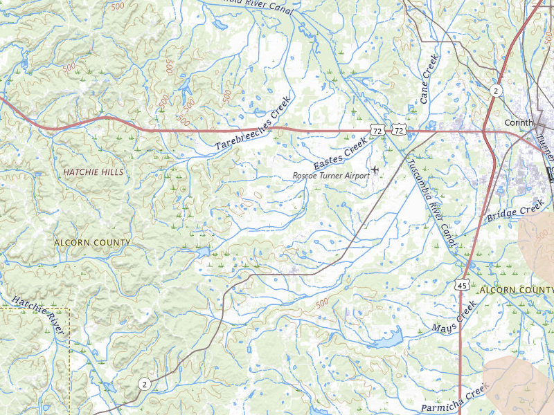 Radar-estimated hail-size map of the storm over Corinth, MS on Jun 1, 2026
