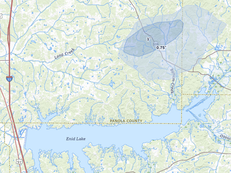 NEXRAD radar-signature map of the hail over Courtland, MS