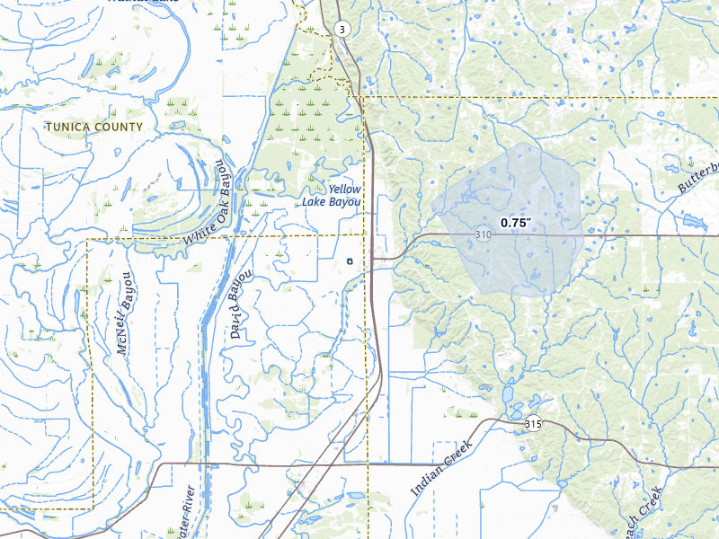 NEXRAD radar-signature map of the hail storm over Crenshaw, MS on Jul 11, 2026