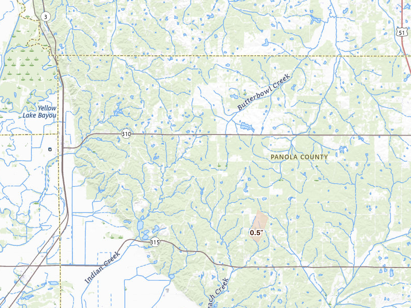 Radar-estimated hail-size map of the storm over Crenshaw, MS