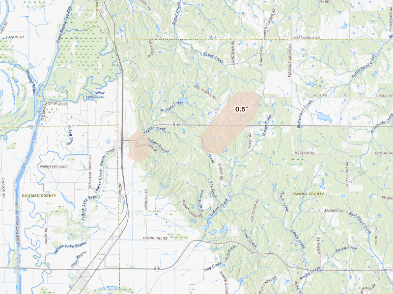 Radar-estimated hail-size map of the storm over Crenshaw, MS