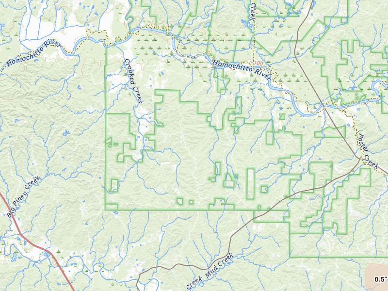 Radar-estimated hail-size map of the storm over Crosby, MS on Jul 5, 2026