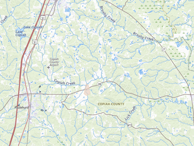 Radar-estimated hail-size map of the storm over Crystal Springs, MS on Aug 6, 2026