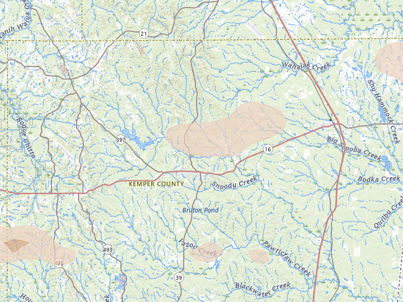 Radar-estimated hail-size map of the storm over De Kalb, MS on Apr 29, 2026