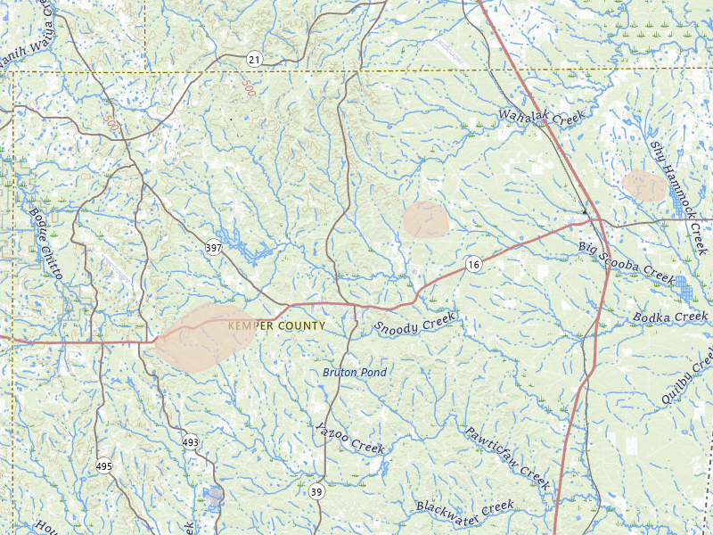 Radar-estimated hail-size map of the storm over De Kalb, MS on Jun 1, 2026