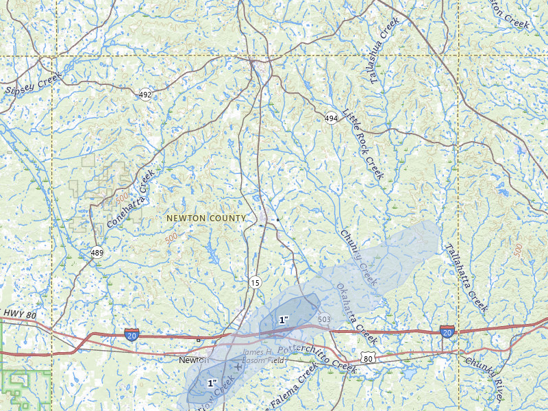 NEXRAD radar-signature map of the hail over Decatur, MS
