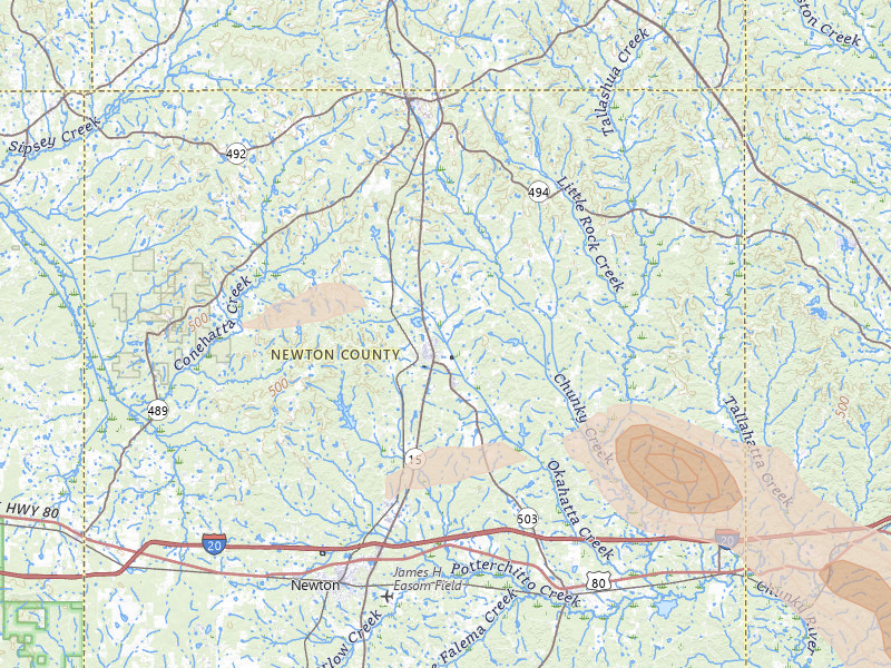 Radar-estimated hail-size map of the storm over Decatur, MS on May 10, 2026