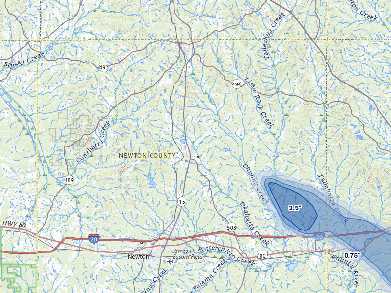 NEXRAD radar-signature map of the hail storm over Decatur, MS on May 10, 2026