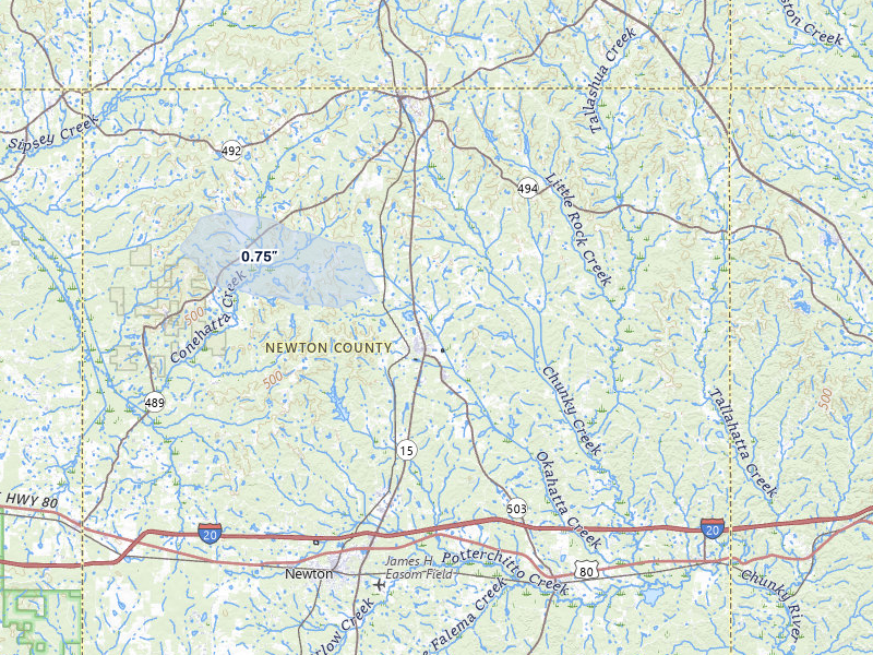 NEXRAD radar-signature map of the hail over Decatur, MS