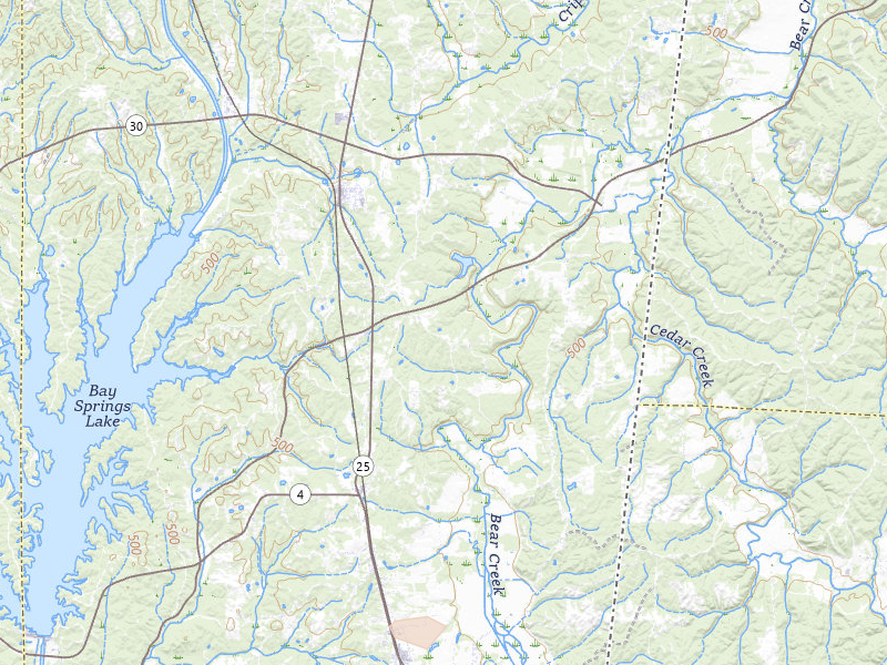 Radar-estimated hail-size map of the storm over Dennis, MS on Apr 28, 2026