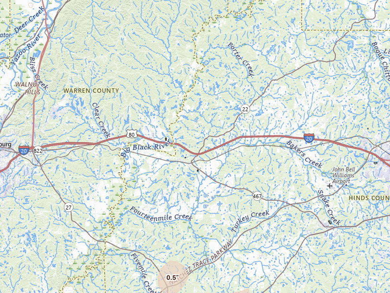 Radar-estimated hail-size map of the storm over Edwards, MS on Mar 7, 2026