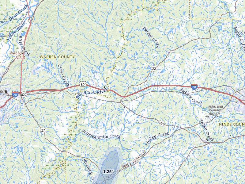 NEXRAD radar-signature map of the hail storm over Edwards, MS on Mar 7, 2026