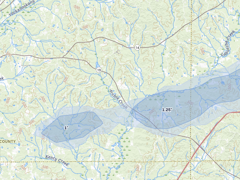 NEXRAD radar-signature map of the hail storm over Ethel, MS on May 6, 2026