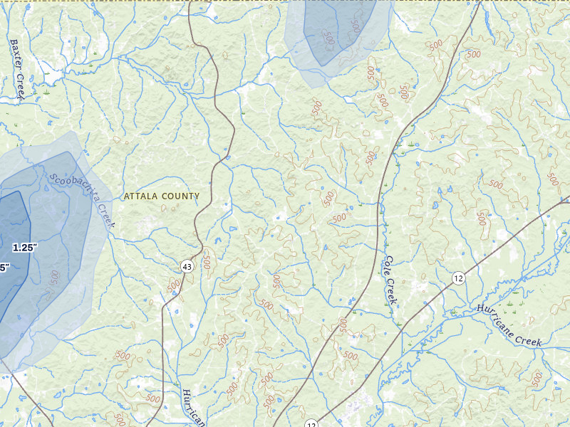 NEXRAD radar-signature map of the hail storm over Ethel, MS on Aug 19, 2026