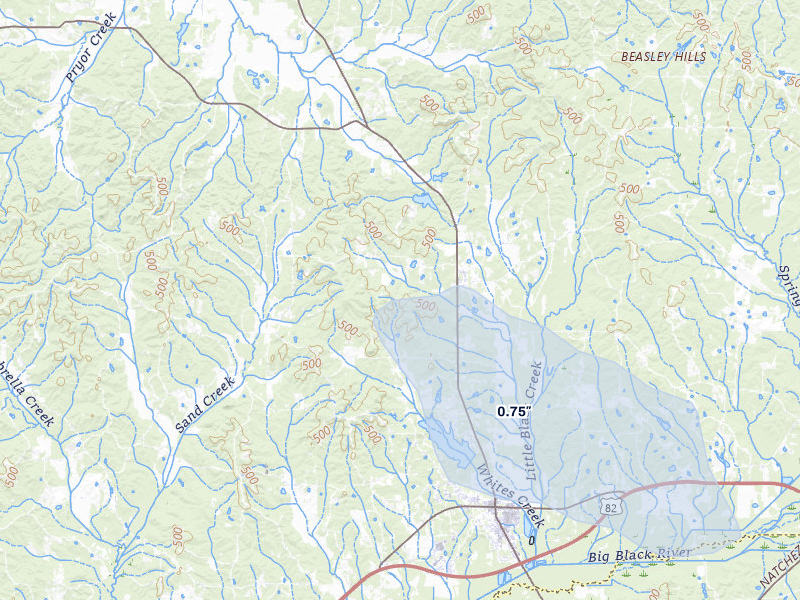NEXRAD radar-signature map of the hail storm over Eupora, MS on May 10, 2026