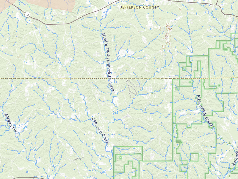 Radar-estimated hail-size map of the storm over Fayette, MS on Apr 24, 2026