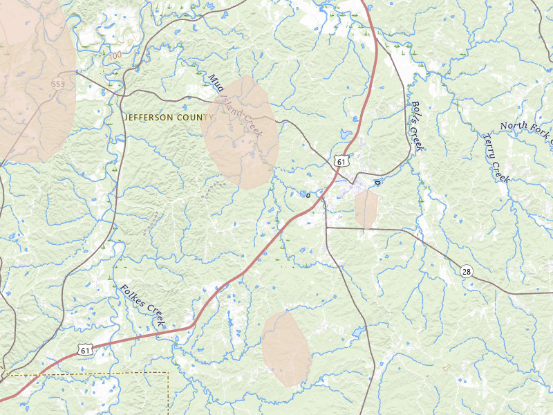 Radar-estimated hail-size map of the storm over Fayette, MS on Aug 21, 2026