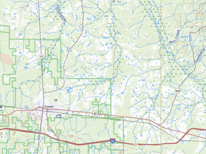 Radar-estimated hail-size map of the storm over Forest, MS on Mar 7, 2026