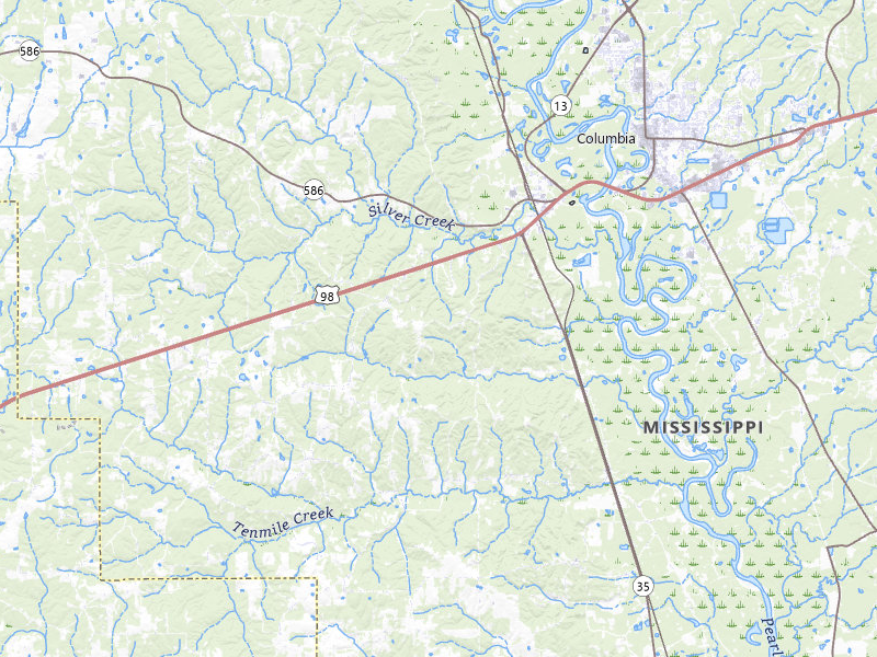 Radar-estimated hail-size map of the storm over Foxworth, MS on Jun 2, 2026