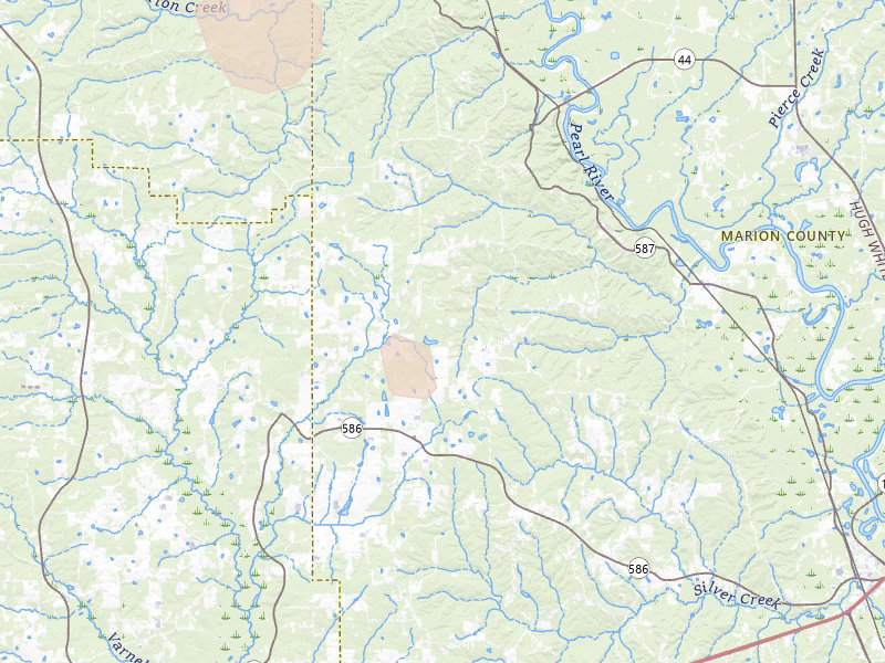 Radar-estimated hail-size map of the storm over Foxworth, MS on Aug 20, 2026