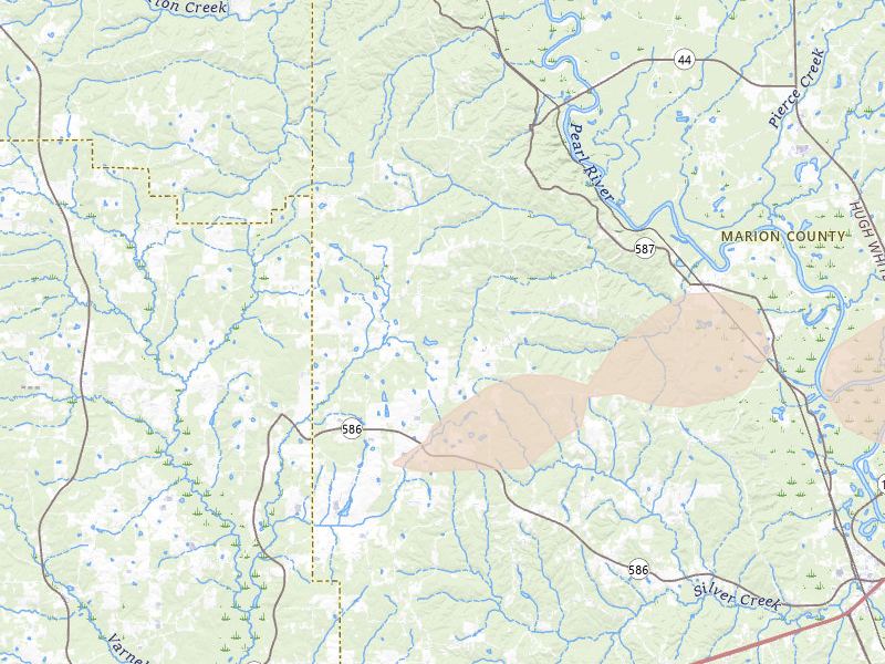 Radar-estimated hail-size map of the storm over Foxworth, MS on Sep 3, 2026