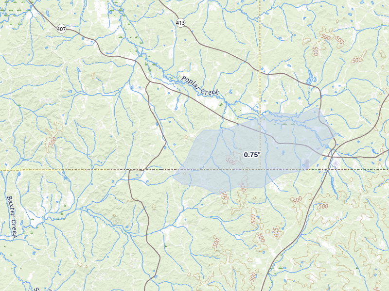 NEXRAD radar-signature map of the hail storm over French Camp, MS on May 29, 2026