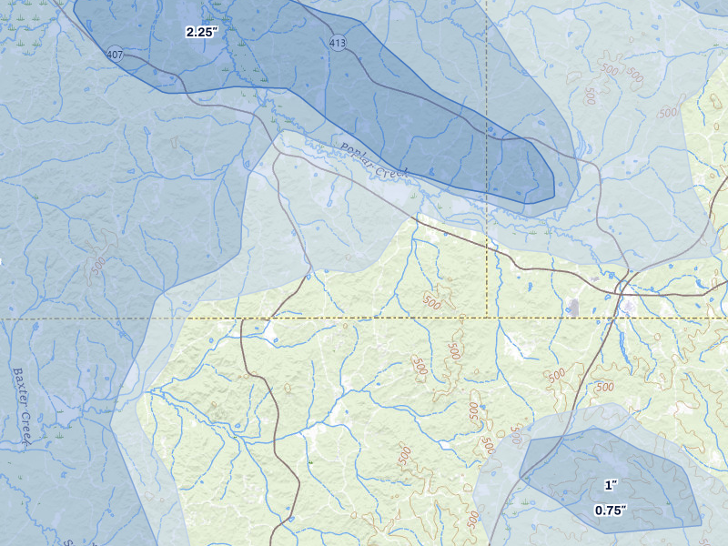 NEXRAD radar-signature map of the hail storm over French Camp, MS on Aug 20, 2026