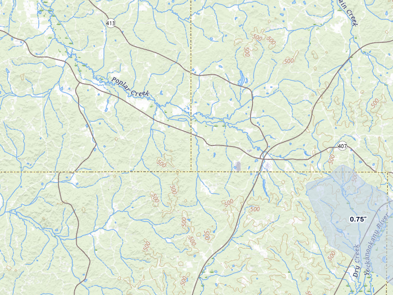 NEXRAD radar-signature map of the hail storm over French Camp, MS on Aug 26, 2026