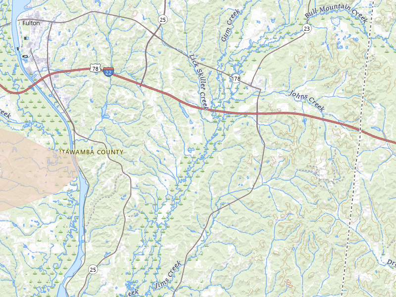 Radar-estimated hail-size map of the storm over Fulton, MS on Feb 26, 2026