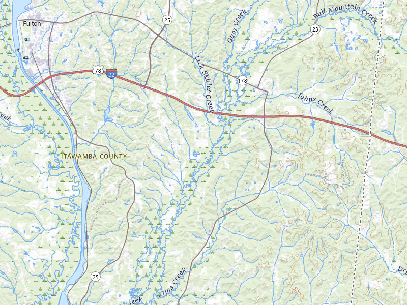 Radar-estimated hail-size map of the storm over Fulton, MS on Mar 7, 2026
